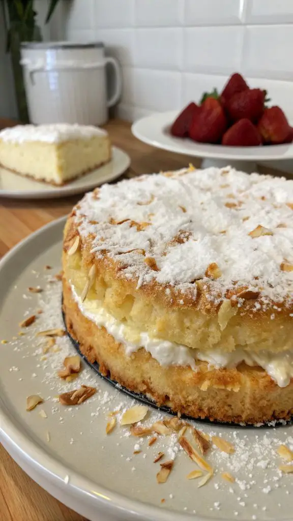 Un delizioso piatto di torta nuvola al cocco