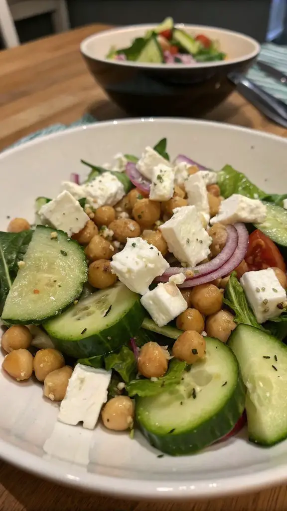 Preparazione passo-passo di Insalata di Ceci, Cetrioli e Feta – Fresca, Proteica e Facile da Preparare!