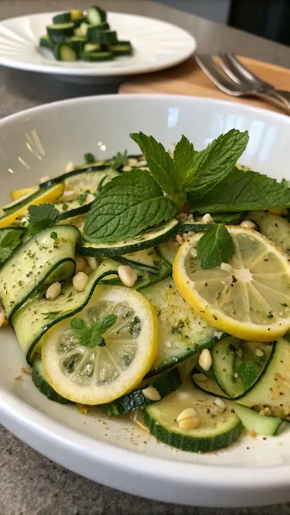 Un delizioso piatto di ZUCCHINE MARINATE AL LIMONE E MENTA