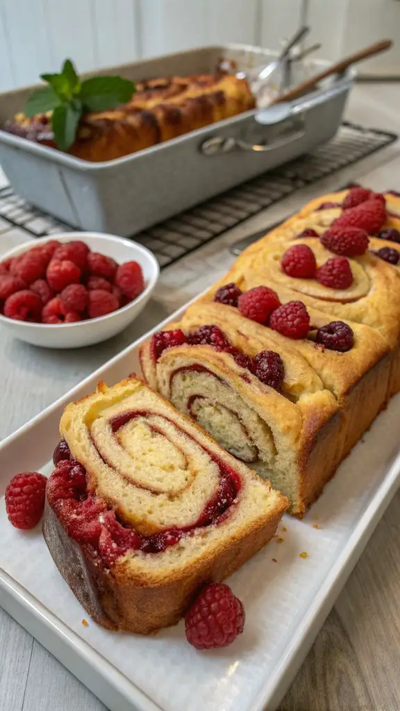 Preparazione passo-passo di Pane brioche con vortice di lamponi