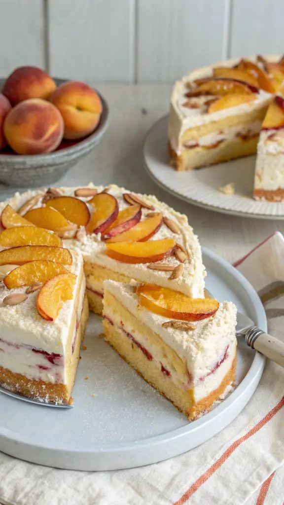 Un delizioso piatto di Deliziosa torta di pesche: ricetta semplice e soffice passo dopo passo!