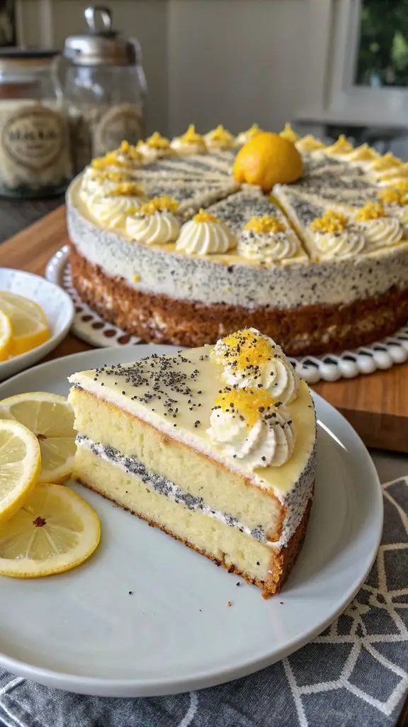 Un delizioso piatto di TORTA AL LIMONE E SEMI DI PAPAVERO