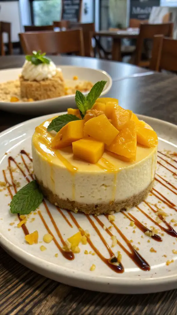 Un delizioso piatto di Cheesecake al mango