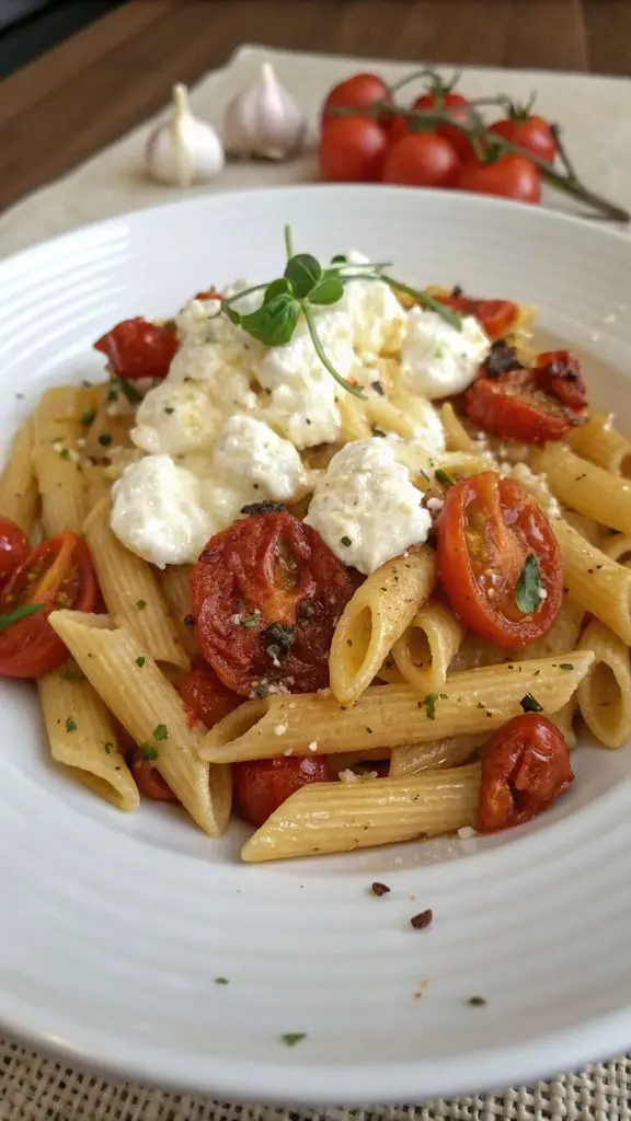 Preparazione passo-passo di PASTA CON RICOTTA, POMODORI ARROSTITI E AGLIO