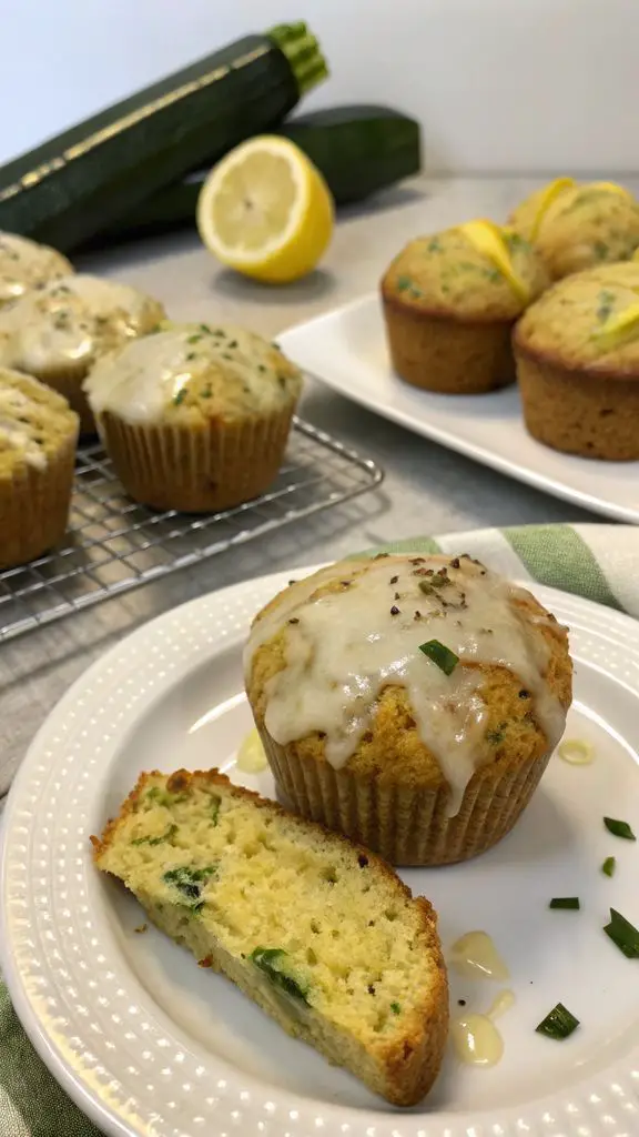 Un delizioso piatto di Muffin di pane alle zucchine glassati al limone