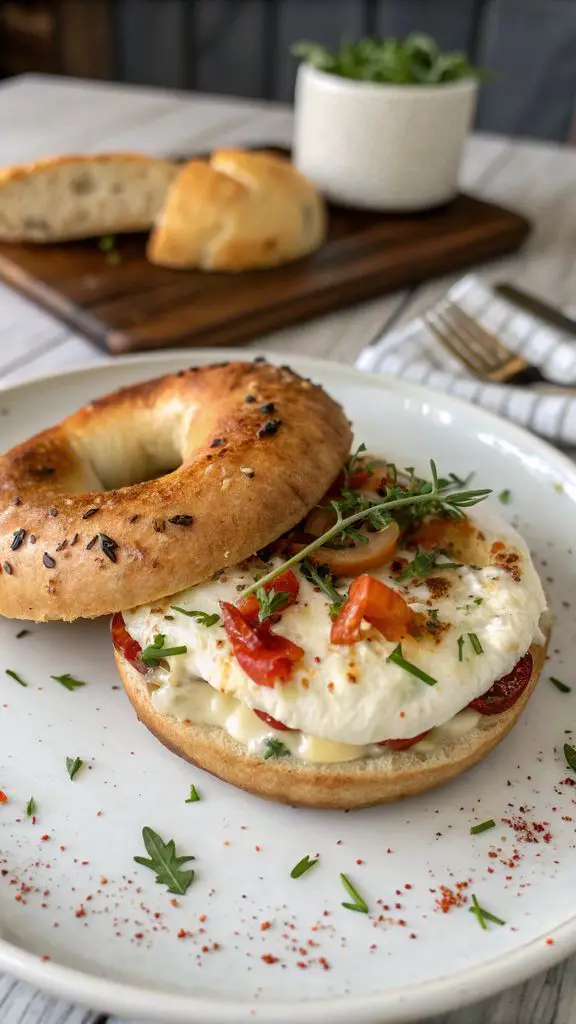 Un delizioso piatto di Bagel Keto al formaggio fresco