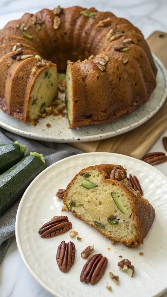Un delizioso piatto di Torta Bundt alle zucchine e noci pecan