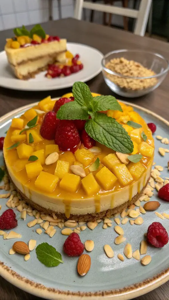 Un delizioso piatto di Torta al mango irresistibile: un delizioso dessert vegano