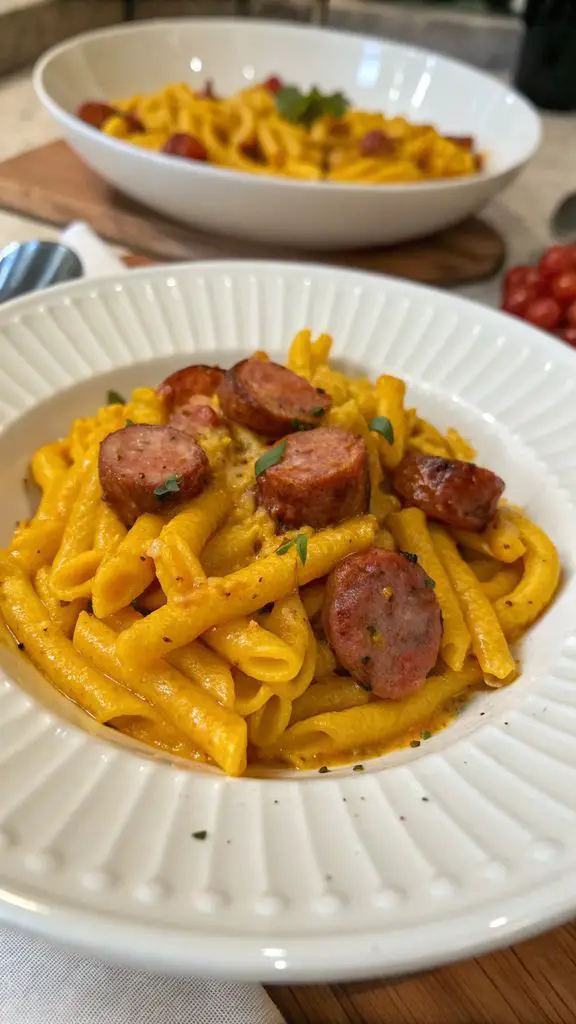 Un delizioso piatto di Strozzapreti Zafferano e Salsiccia