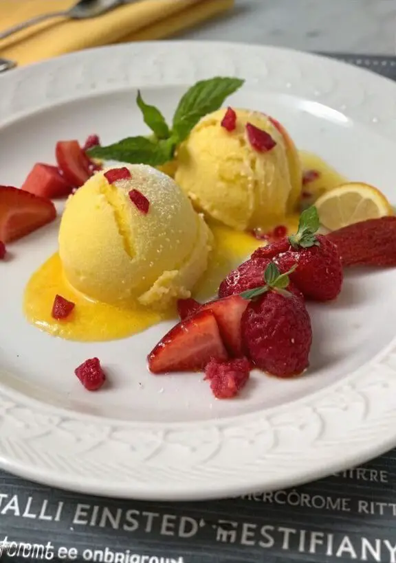 Un delizioso piatto di Sorbetto al limone