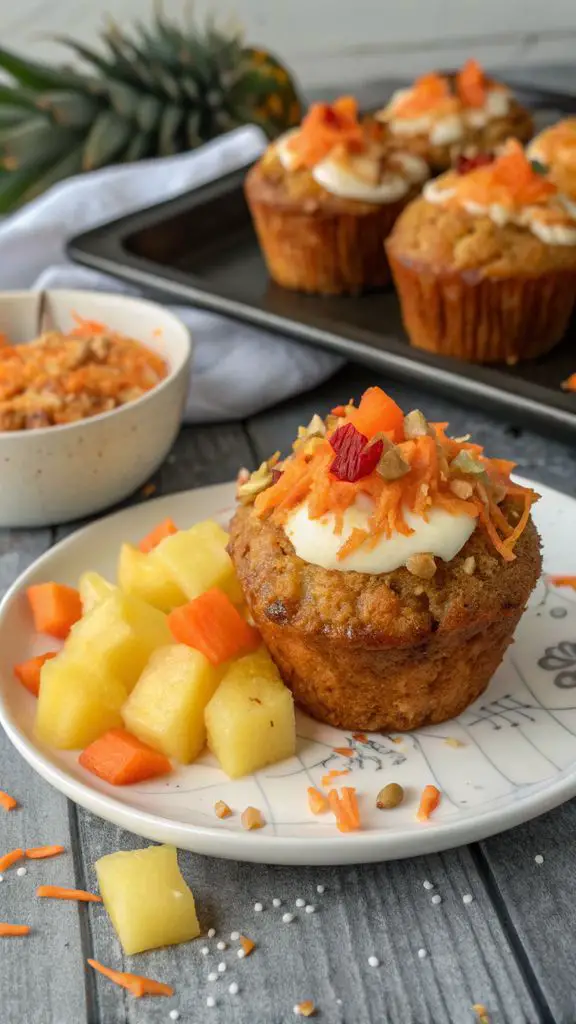 Un delizioso piatto di Muffin hawaiani alle carote e ananas
