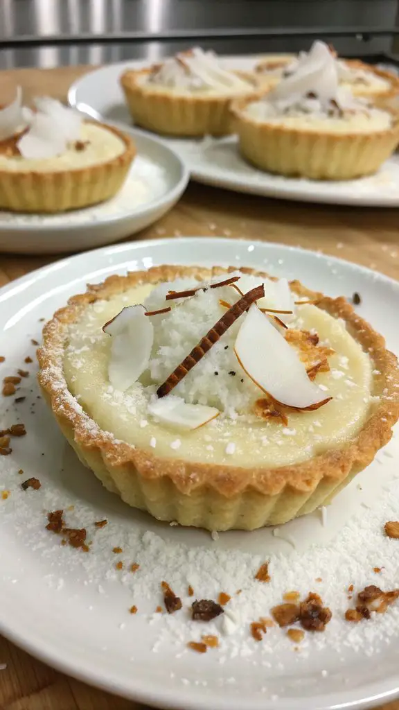 Un delizioso piatto di Crostatine portoghesi alla crema di cocco