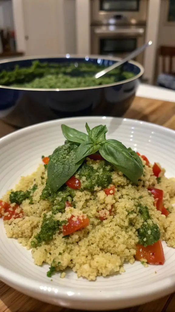 Un delizioso piatto di Cous cous al pesto
