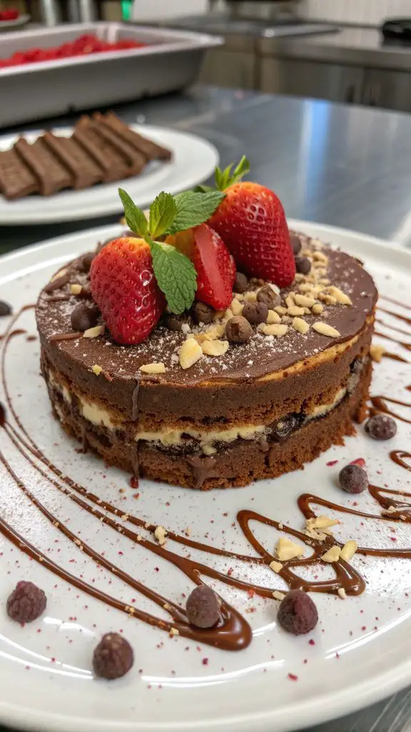 Un delizioso piatto di Torta di cioccolato alla rovescia