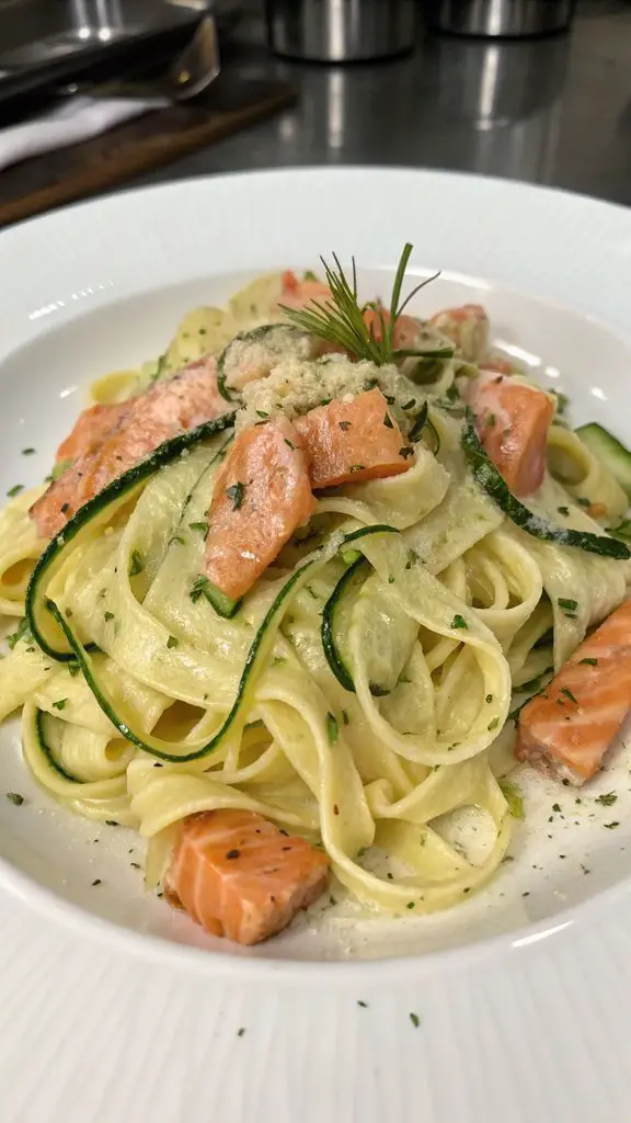 Preparazione passo-passo di Pasta zucchine e salmone: la ricetta del primo piatto cremoso e delicato
