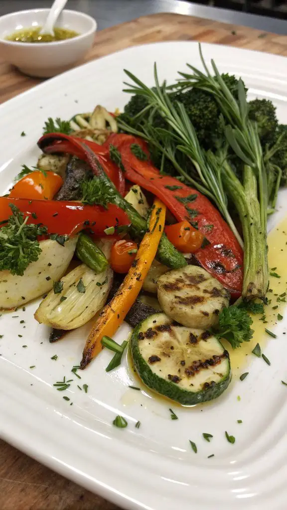 Un delizioso piatto di Verdure arrostite all'aglio e alle erbe aromatiche