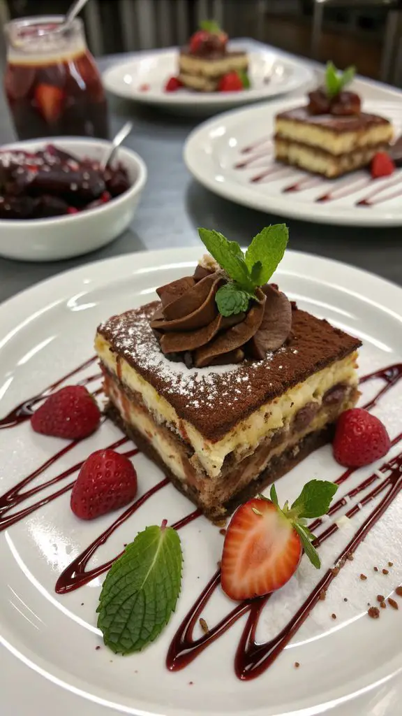 Un delizioso piatto di Tiramisù al cioccolato