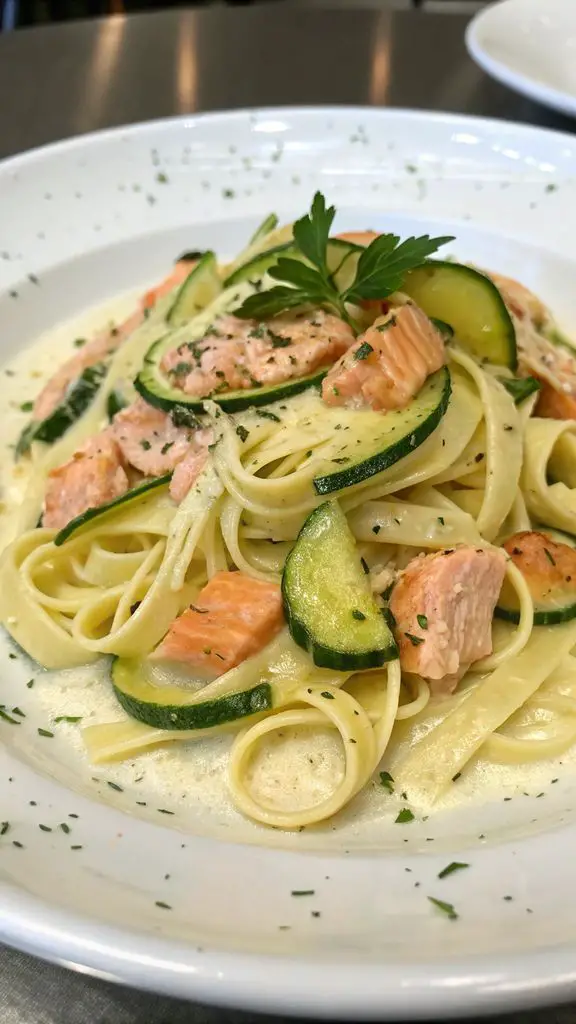 Un delizioso piatto di Pasta zucchine e salmone: la ricetta del primo piatto cremoso e delicato