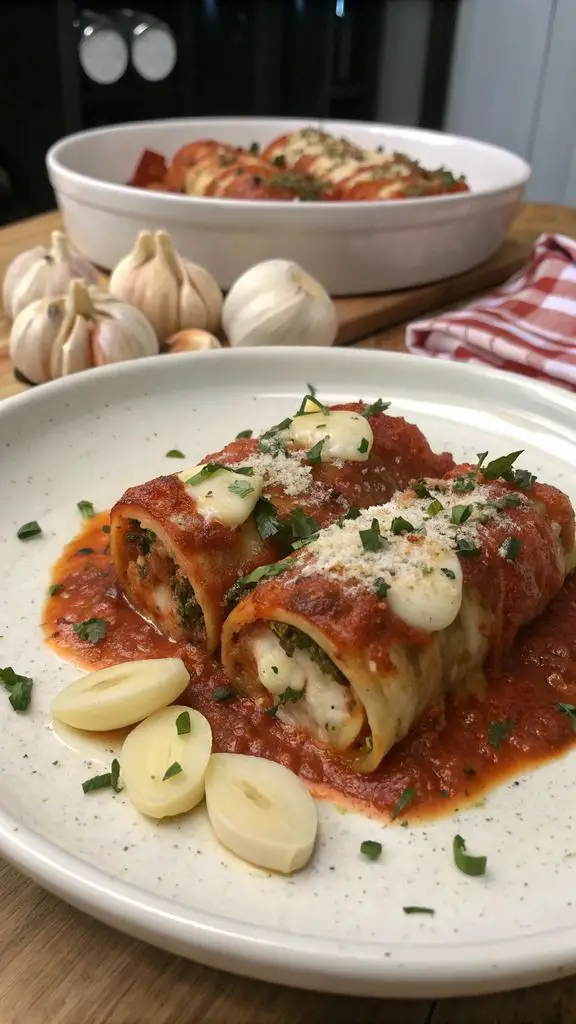 Un delizioso piatto di Involtini all'aglio fatti in casa: l'alternativa più deliziosa al pane normale!