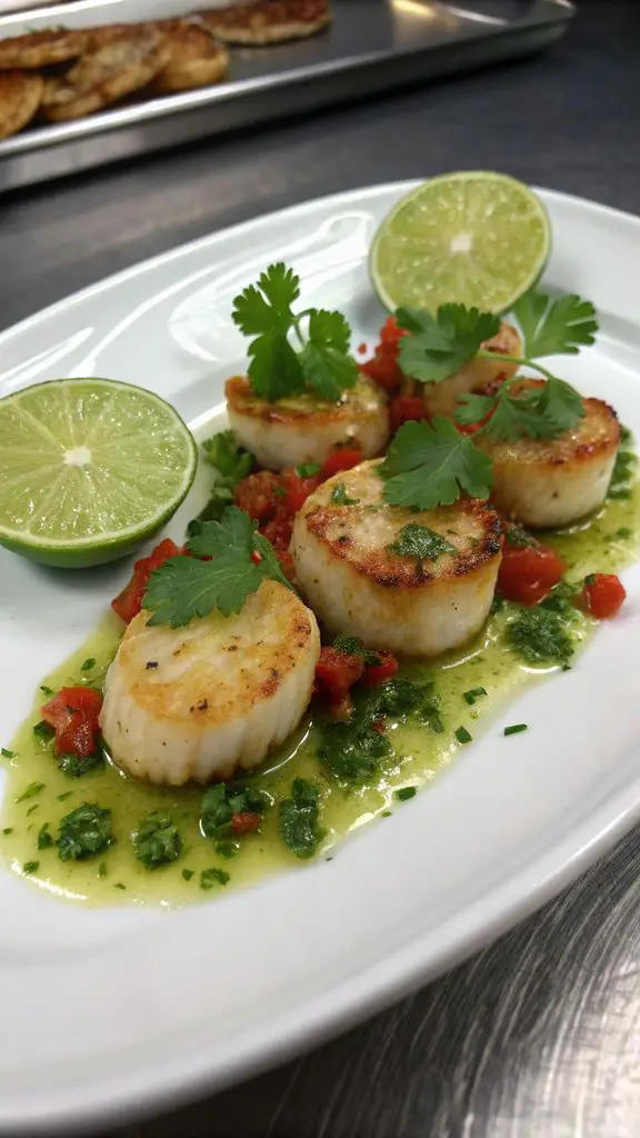 Preparazione passo-passo di Capesante sfrigolanti con salsa piccante al lime e coriandolo