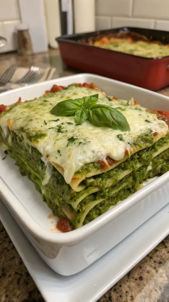 Un delizioso piatto di Lasagne al pesto