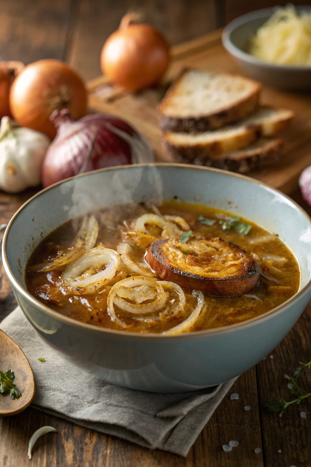 A delicious plate of Zuppa di Cipolle Francese Pigra