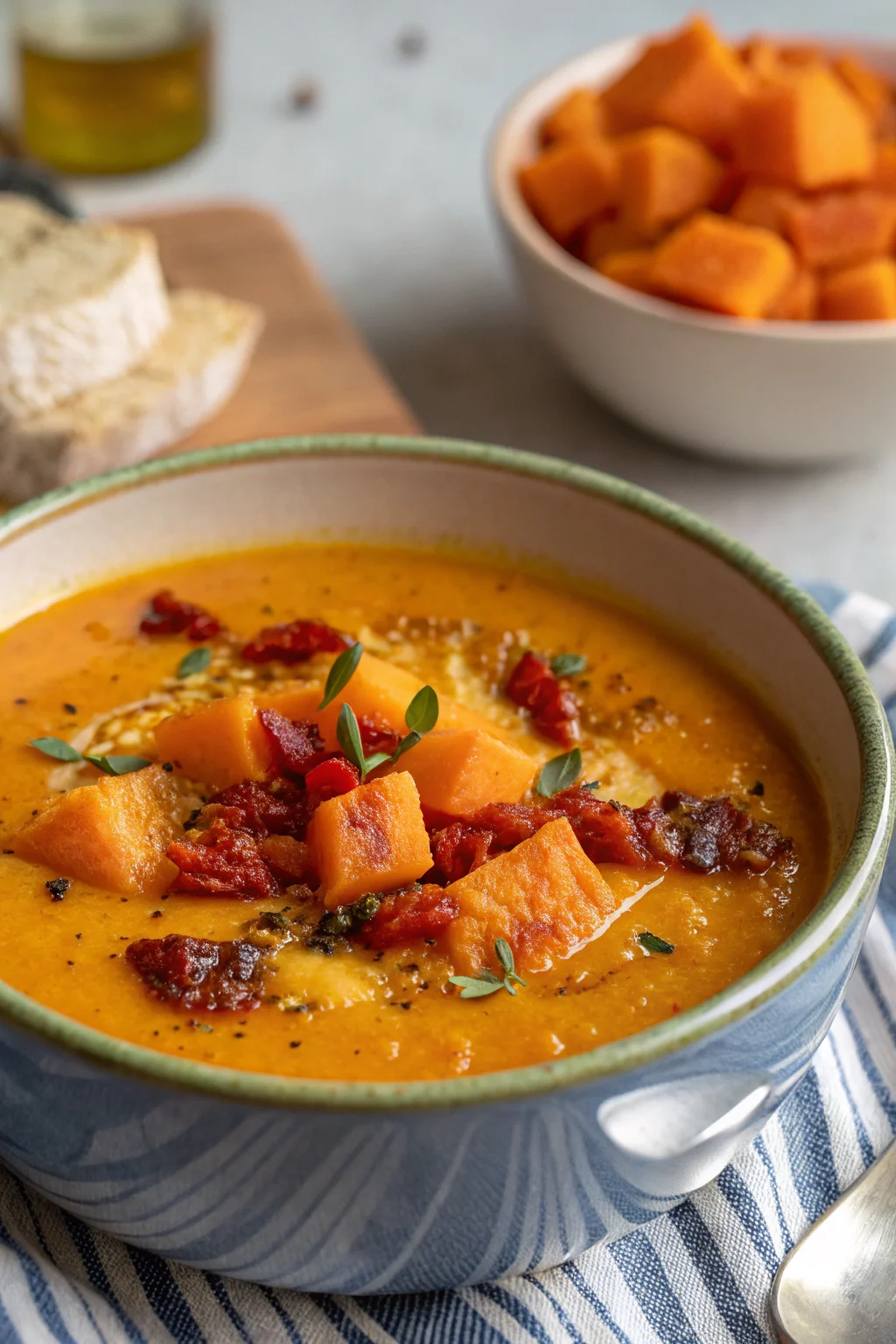 A delicious plate of Zuppa di Zucca Butternut con Harissa