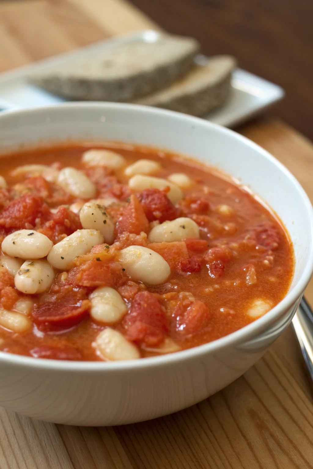 A delicious plate of Zuppa di Pomodoro e Fagioli Bianchi