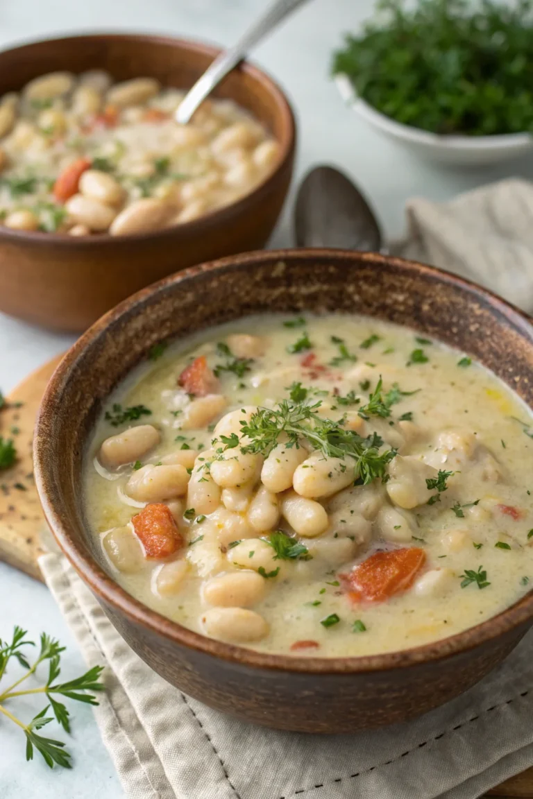 A delicious plate of Zuppa Cremosa di Fagioli Bianchi all'Italiana