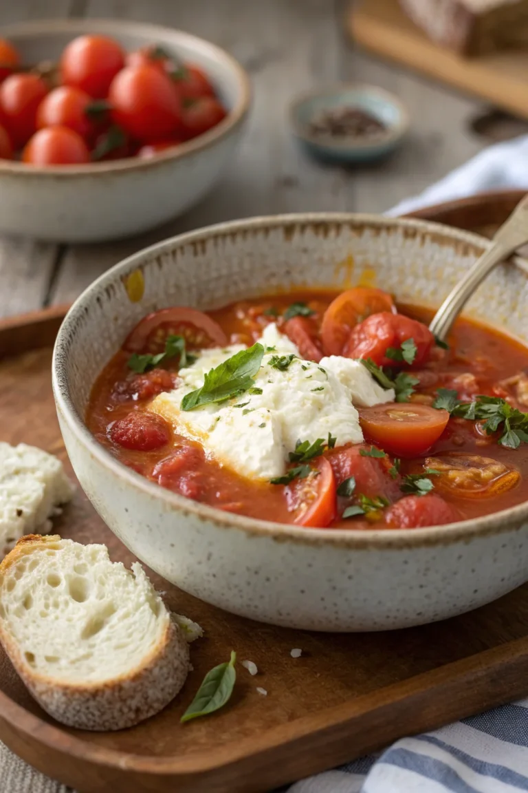A delicious plate of Zuppa di Pomodoro e Ricotta
