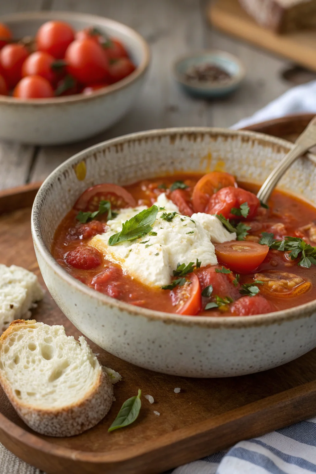 A delicious plate of Zuppa di Pomodoro e Ricotta