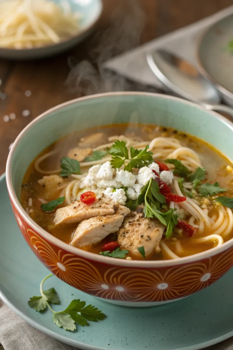 A delicious plate of Zuppa di Noodles di Pollo al Miso