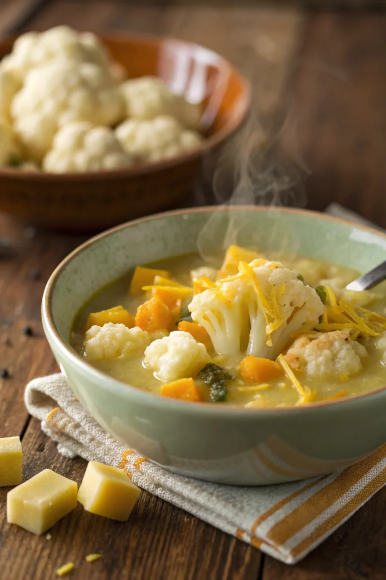 A delicious plate of Zuppa di Cavolfiore e Cheddar