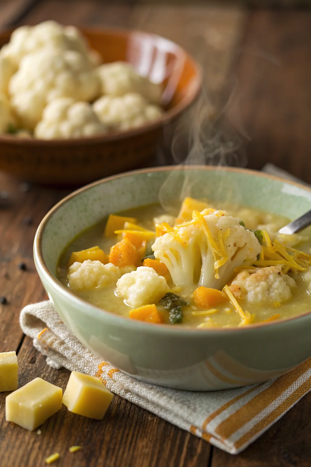 A delicious plate of Zuppa di Cavolfiore e Cheddar