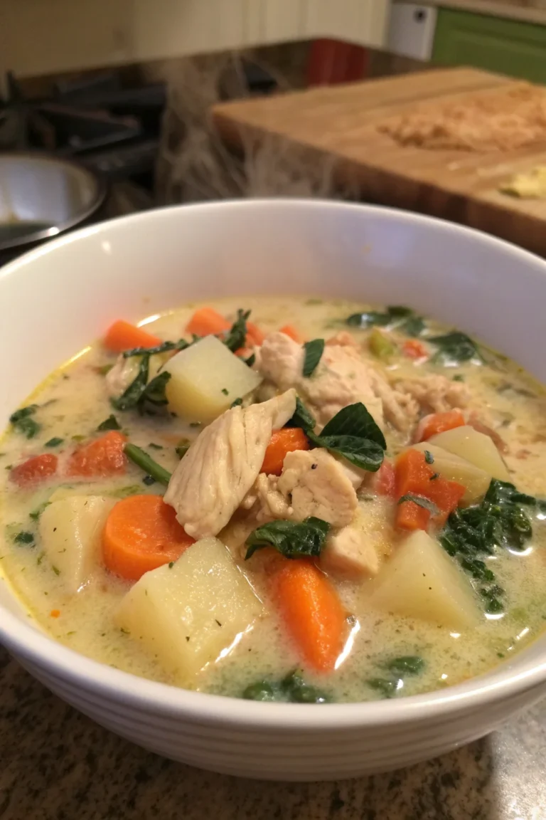 A delicious plate of Zuppa di Pollo Toscana