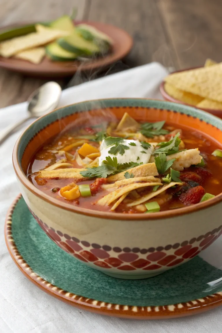 A delicious plate of Zuppa di Tortilla con 5 Ingredienti