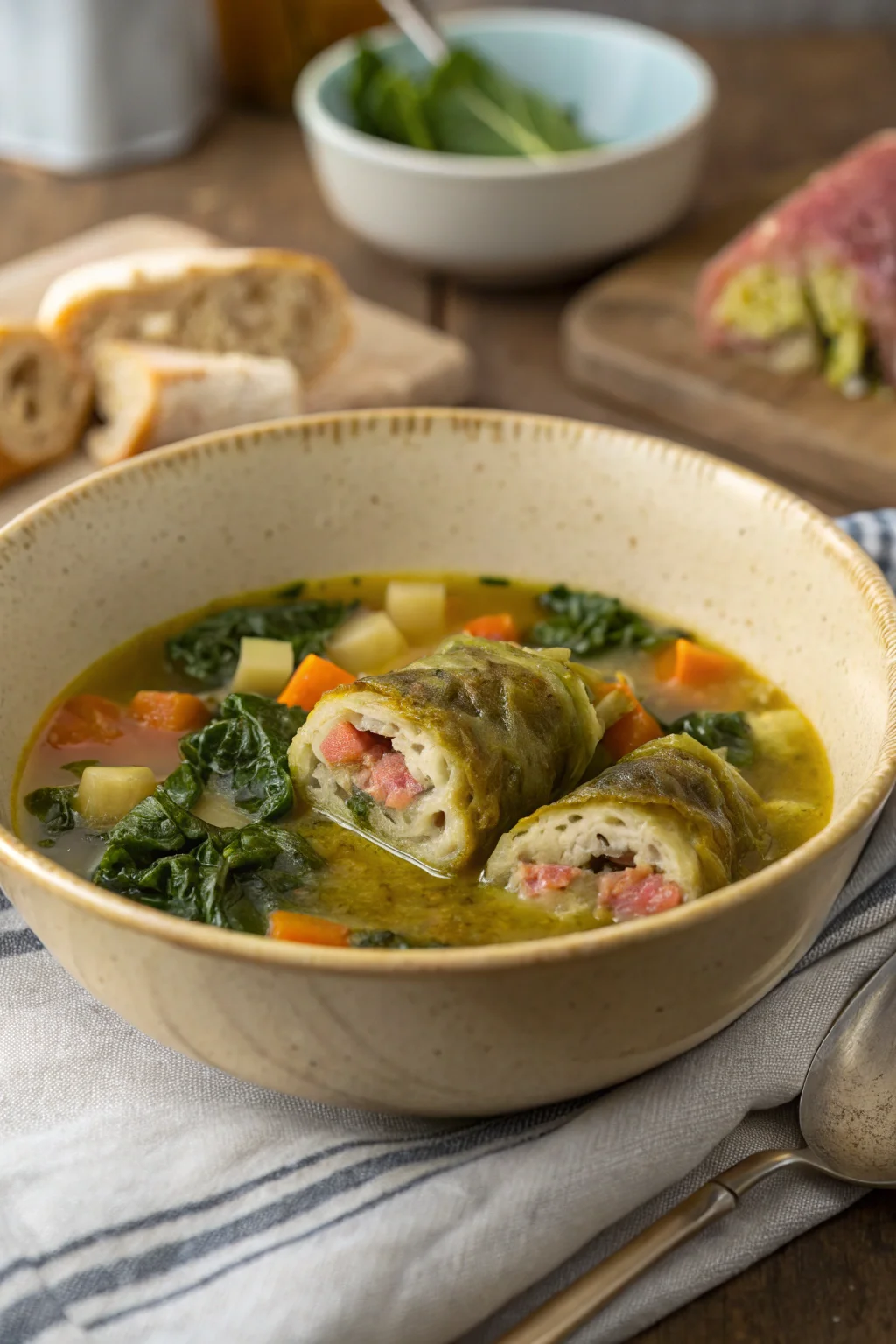 A delicious plate of Zuppa di Involtini di Cavolo Polacchi