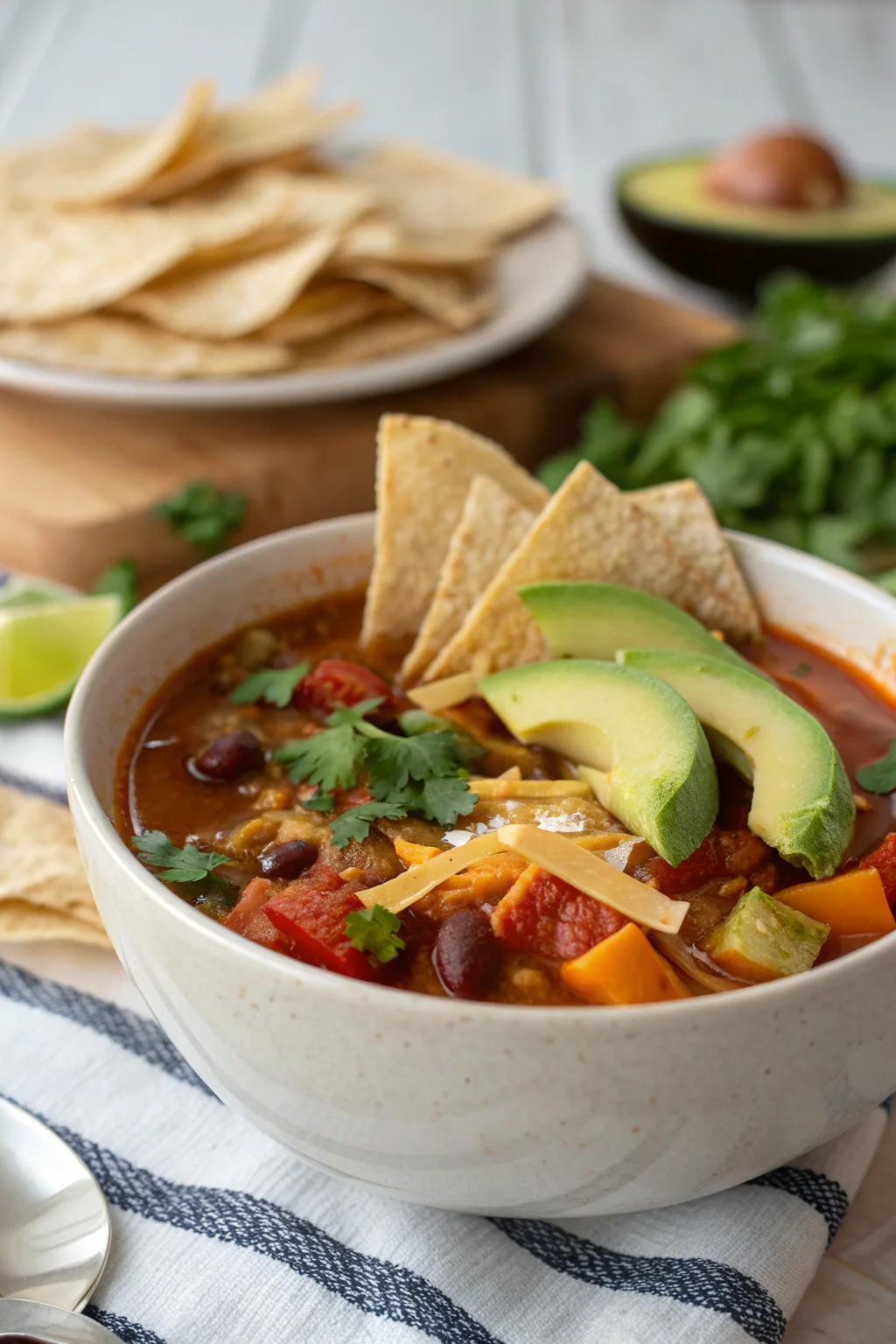 A delicious plate of Zuppa di Tortilla con 5 Ingredienti