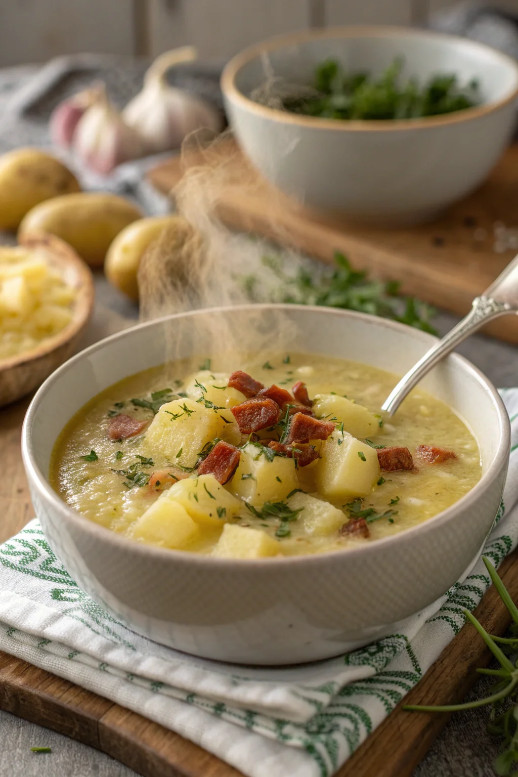 A delicious plate of Zuppa di Patate con 4 Ingredienti