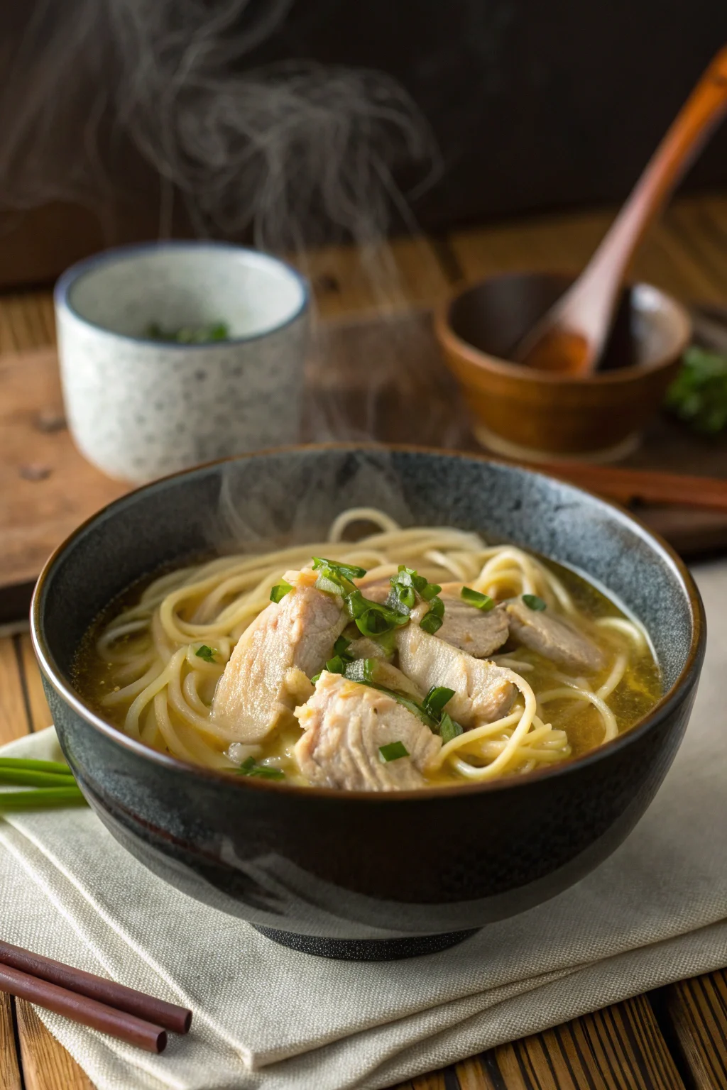 A delicious plate of Zuppa di Noodles di Pollo al Miso