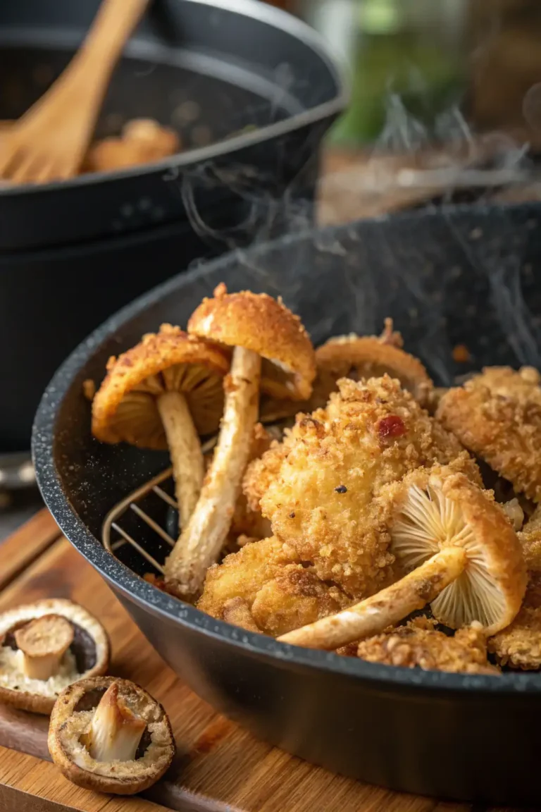 A delicious plate of Funghi Enoki Fritti in Friggitrice ad Aria