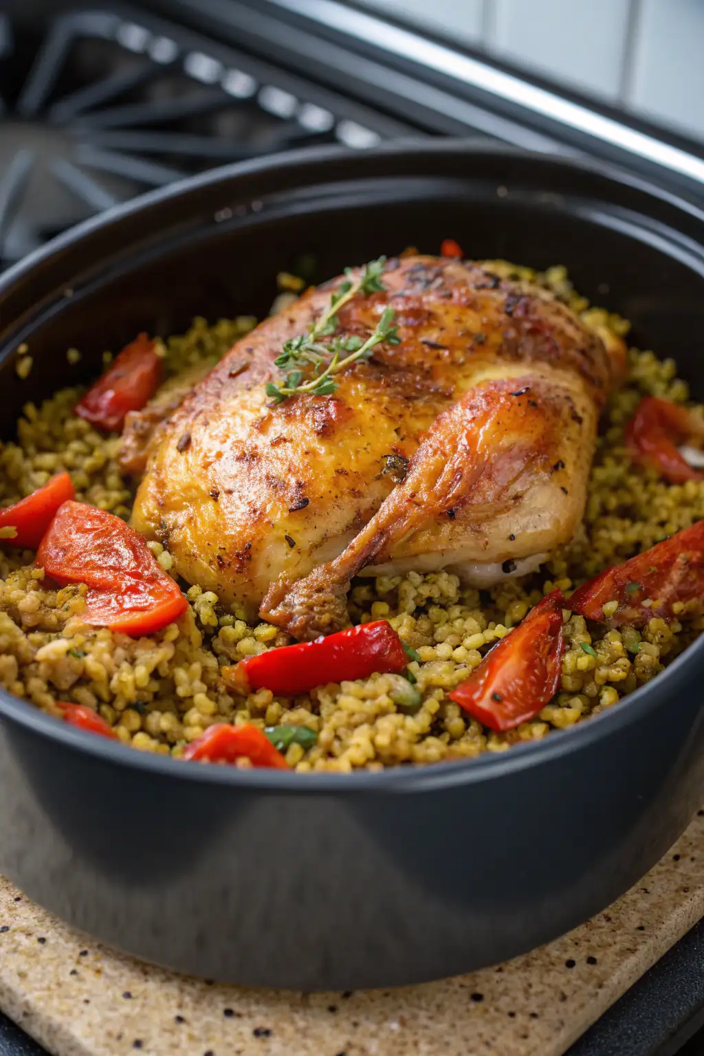 A delicious plate of Pollo Freekeh nella Friggitrice ad Aria