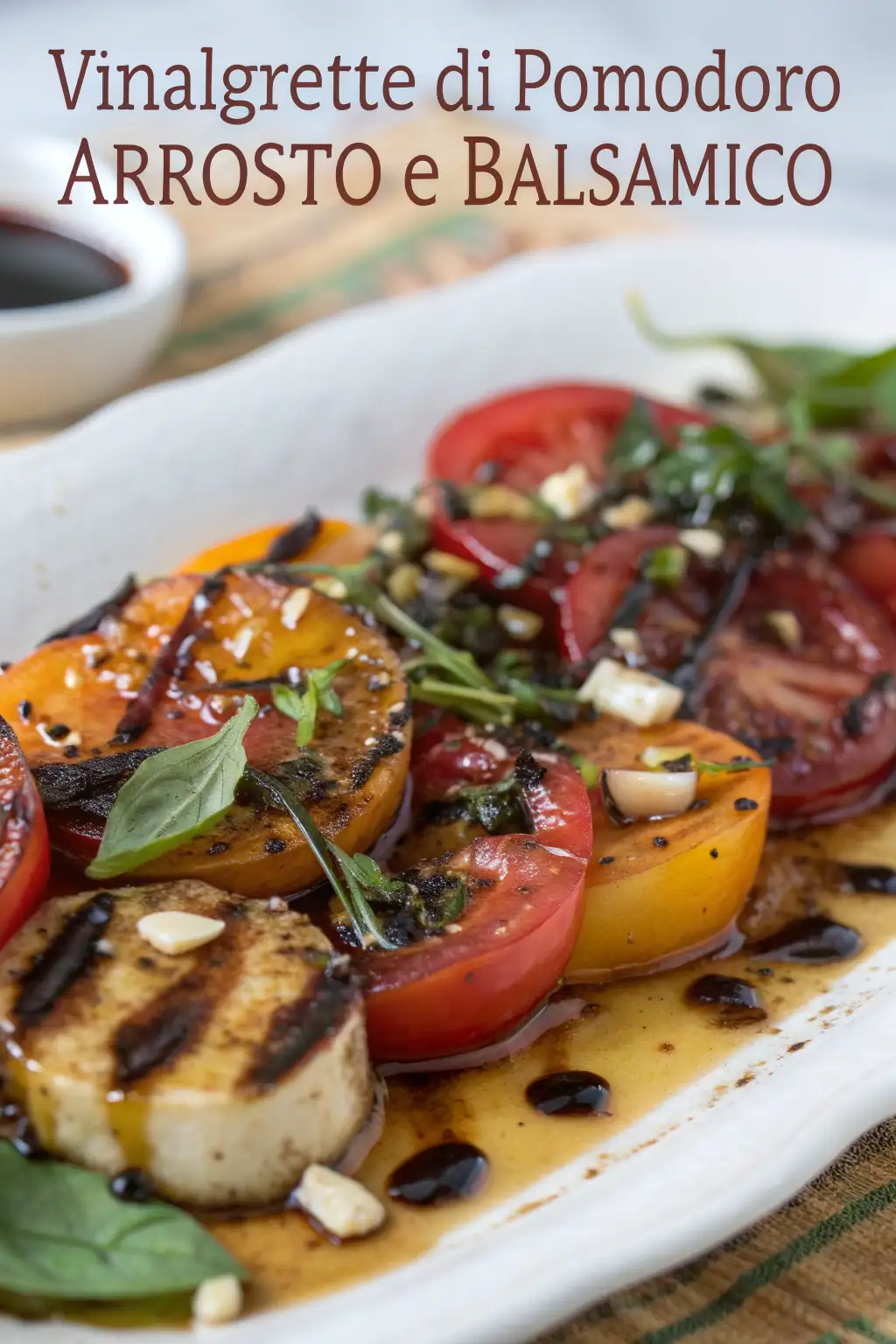 A delicious plate of Vinaigrette di Pomodoro Arrosto e Balsamico