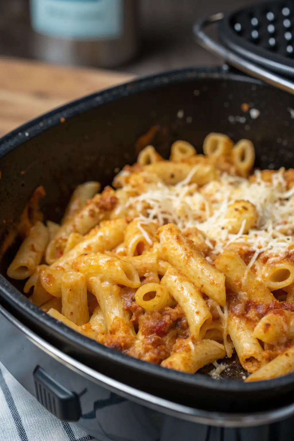 A delicious plate of Maccheroni al Formaggio in Friggitrice ad Aria