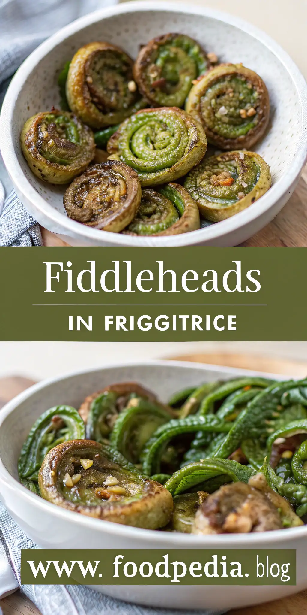 Pinterest image 1 for Fiddleheads in Friggitrice ad Aria