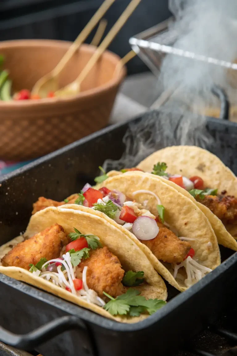 A delicious plate of Tacos di Pesce Fritti in Friggitrice ad Aria