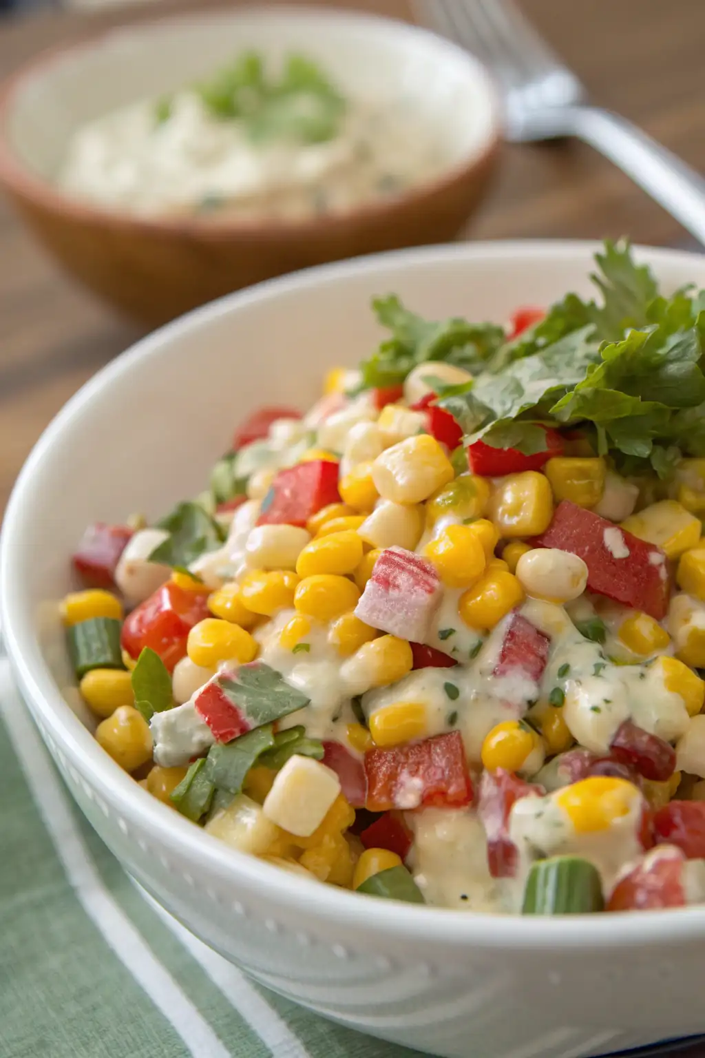 A delicious plate of Insalata di Mais con Salsa Italiana Cremosa