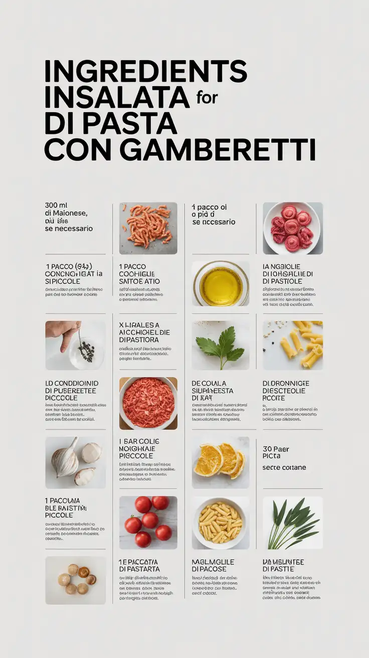 Ingredients for Insalata di Pasta con Gamberetti