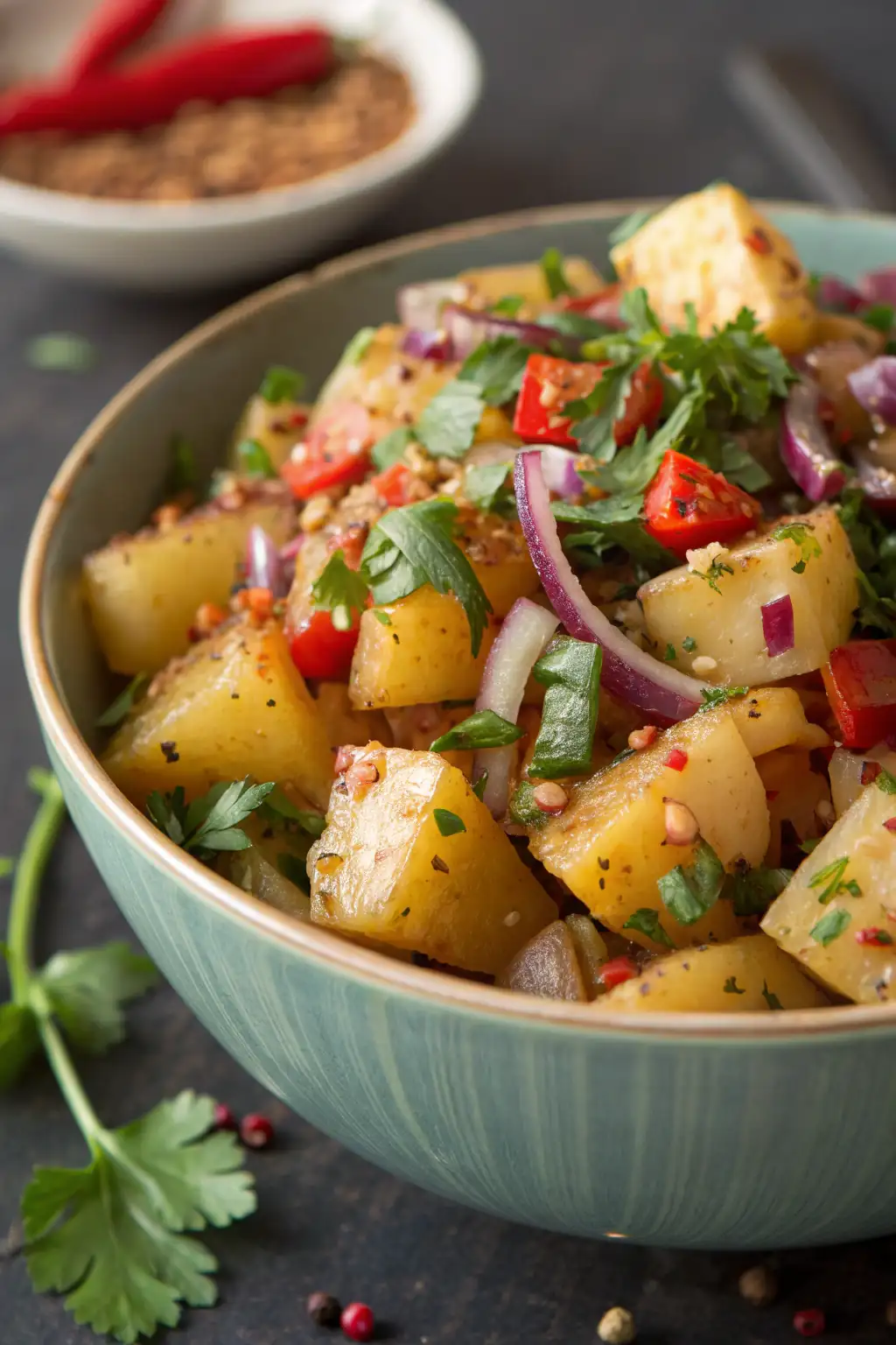 A delicious plate of Insalata di Patate Ispirata alla Thailandia