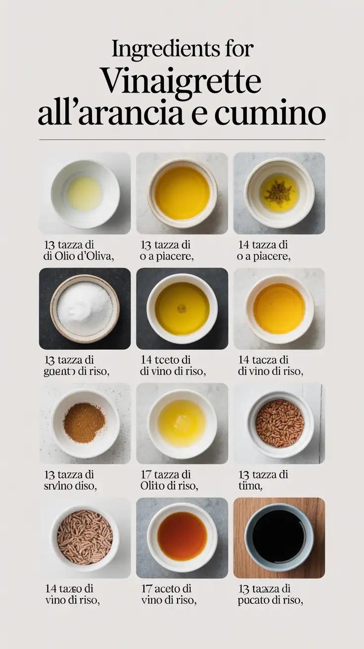 Ingredients for Vinaigrette all'Arancia e Cumino